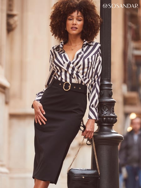 Sosandar Black Two Part Belted Pencil Dress (Q96535) | € 69