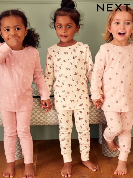 Pink/ White Ditsy Snuggle Pyjamas 3 Pack (9mths-12yrs) (Q96755) | € 37 - € 50