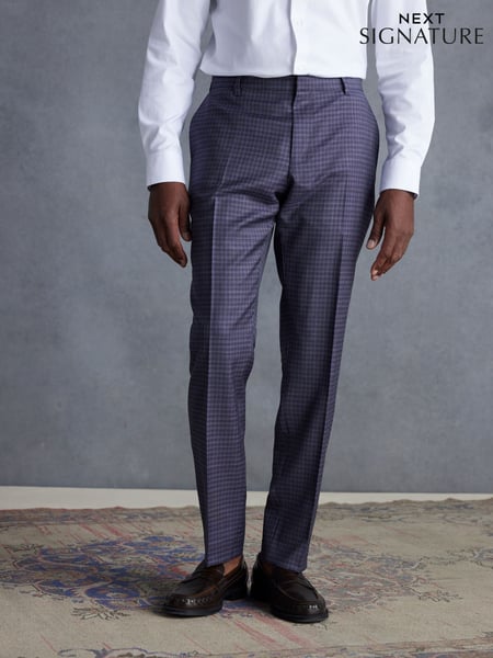 Purple Slim Fit Signature Zignone Check Suit: Trousers (Q98976) | € 82