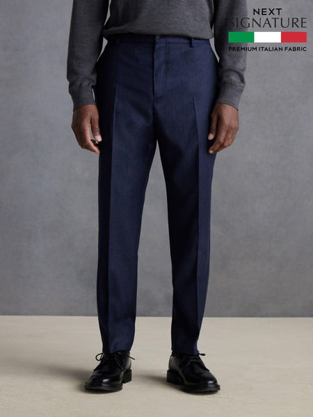 Blue Signature Zignone Italian Wool Flannel Slim Fit Formal Trousers (Q98991) | € 29
