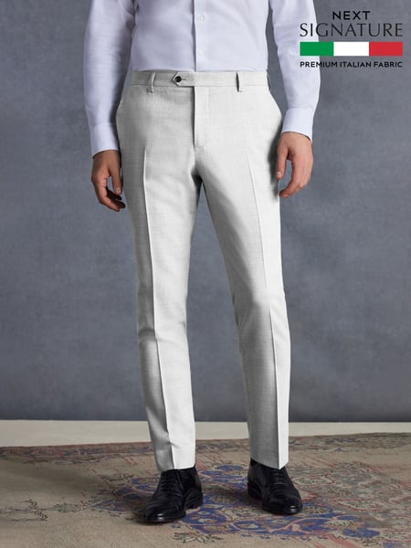 Grey Slim Fit Signature Tollegno Suit Trousers (Q99008) | € 103