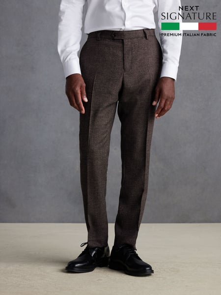 Neutral Slim Fit Signature TG Di Fabio Italian Fabric Textured Suit Trousers (Q99009) | € 149