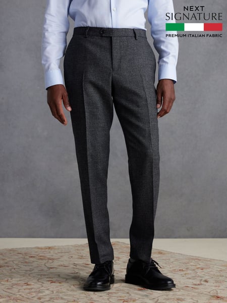 Grey Slim Fit Signature TG Di Fabio Italian Fabric Textured Suit Trousers (Q99010) | € 149