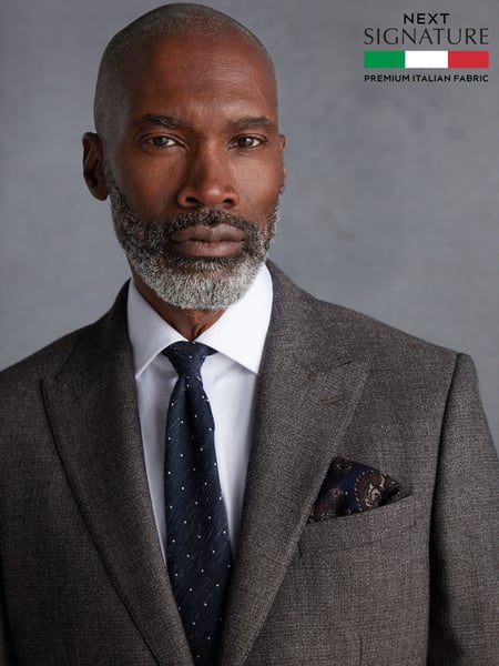 Neutral Slim Fit Signature TG Di Fabio Italian Fabric Textured Suit Jacket (Q99013) | € 222