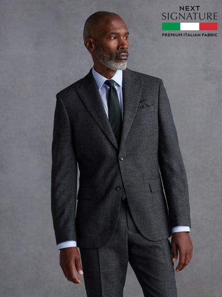 Grey Slim Fit Signature TG Di Fabio Italian Fabric Textured Suit Jacket (Q99015) | € 222