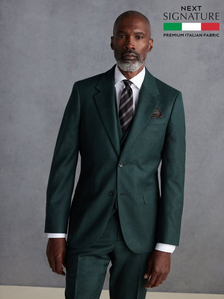 Green Signature Zignone Flannel Suit Jacket (Q99045) | € 222
