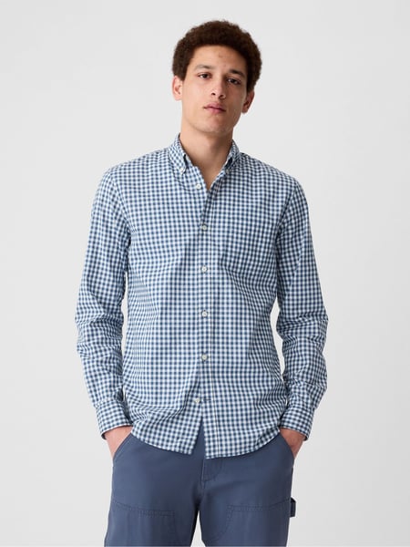 Gap Blue and White Gingham Slim Fit Stretch Shirt (R07949) | € 55