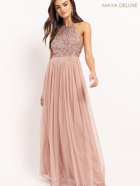 Maya Pink Halterneck Delicate Sequin Maxi Dress (R33504) | € 56
