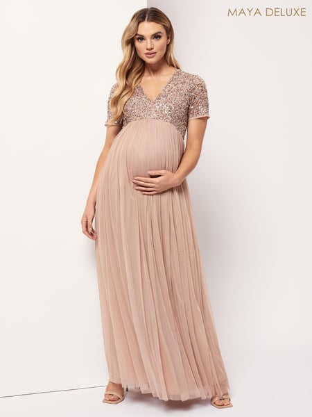 Maya Pink Maternity Delicate Sequin Cap Sleeve Maxi Dress (R47365) | € 67