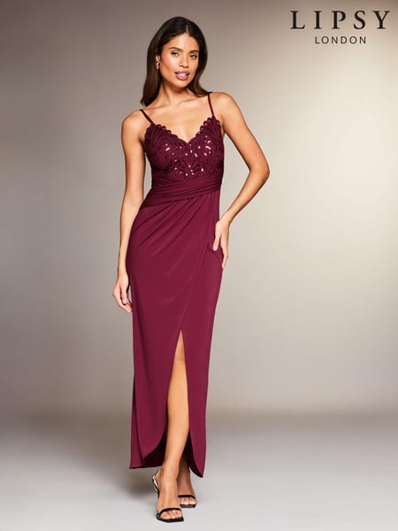 Lipsy Red Applique Lace Cami Maxi Dress (R49285) | € 34