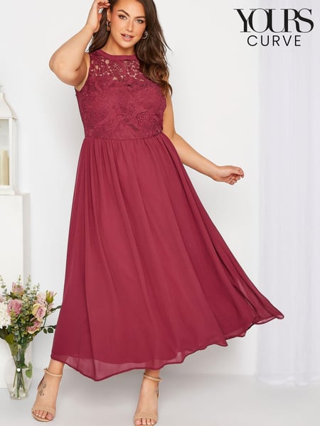 Yours Curve Red Lace Sweetheart Maxi Dress (R72720) | € 23