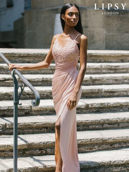 Lipsy Nude Applique Lace Cami Maxi Dress (R81176) | € 28
