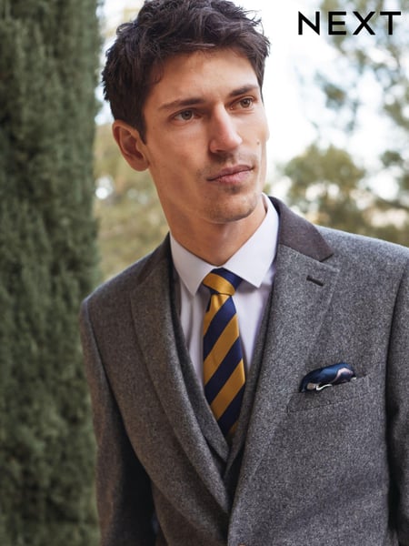 Grey Slim Fit Trimmed Donegal Suit (T06089) | € 24