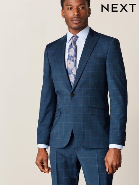 Bright Blue Windowpane Check Suit (T06095) | € 39