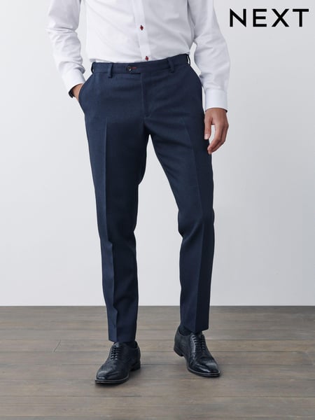 Navy Blue Slim Fit Puppytooth Design Suit Trousers (T06120) | € 67