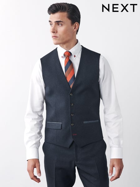 Navy Blue Regular Fit Puppytooth Design Waistcoat (T06121) | € 67