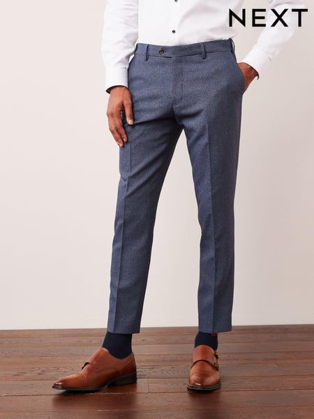 Light Blue Slim Fit Puppytooth Design Suit Trousers (T06123) | € 67