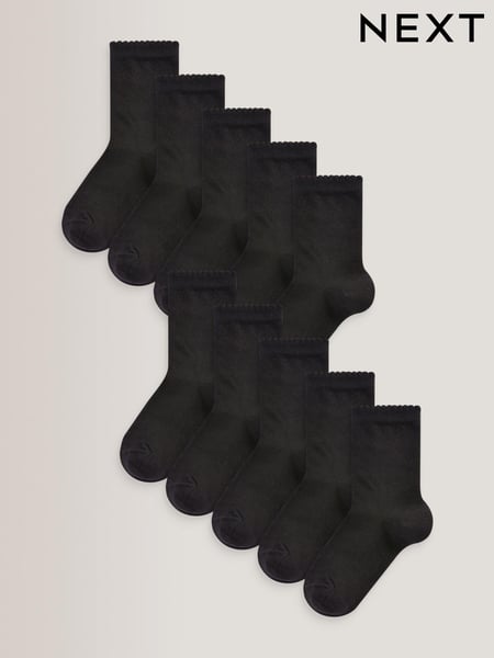 Black 10 Pack Cotton Rich School Ankle Socks (T15447) | € 17 - € 18