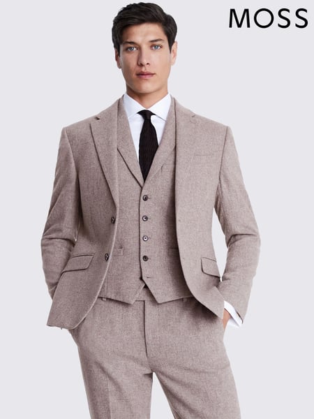 MOSS Stone Grey Slim Fit Donegal Tweed Suit Jacket (T16021) | € 248
