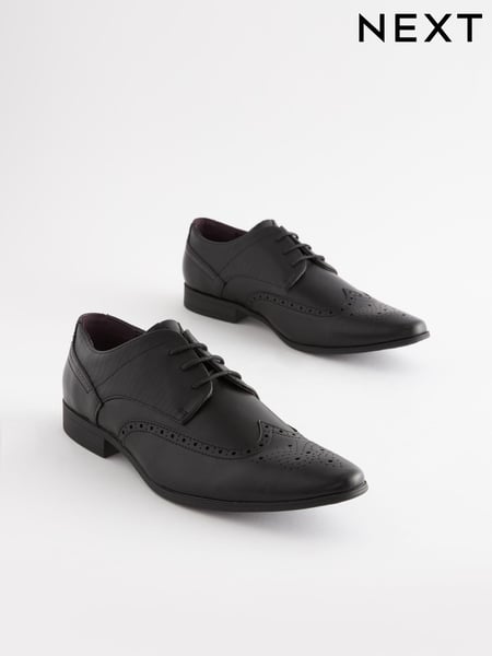 Black Wide Fit Brogue Shoes (T22368) | € 23