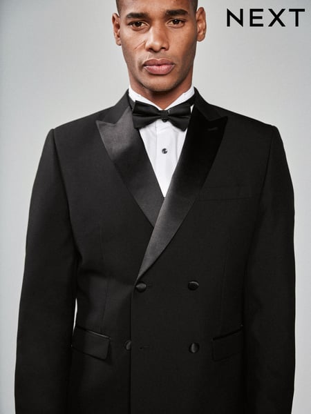 Black Slim Fit Double Breasted Suit Jacket (T28073) | € 96