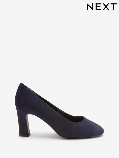 Navy Blue Extra Wide Fit Forever Comfort® Round Toe Block Heel Court Shoes (T29468) | € 22