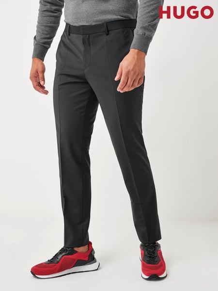 HUGO Black Regular Fit Wool Blend Trousers (T34664) | € 93