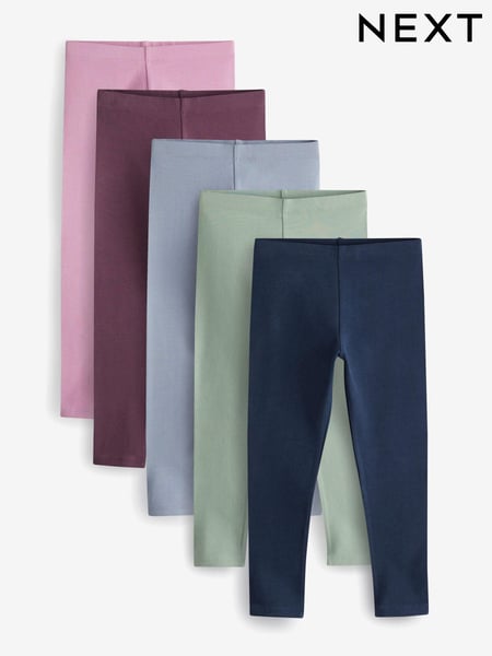Navy Blue/ Pink/ Sage Green/ Denim Blue Leggings 5 Pack (3-16yrs) (T39832) | € 26 - € 38