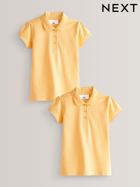 Yellow Regular Fit 100% Cotton Short Sleeve Polo Shirts 2 Pack (3-16yrs) (T40839) | € 10 - € 18