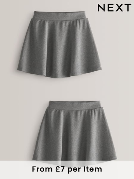 Grey 2 Pack Pull-On Jersey Stretch School Skater Skirts (3-17yrs) (T40841) | € 20 - € 34