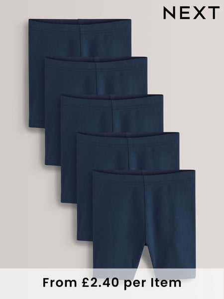 Navy Blue Regular Length 5 Pack Cotton Rich Stretch Cycle Shorts (3-16yrs) (T40843) | € 17 - € 31