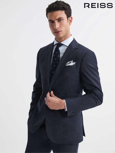 Reiss Navy Dunn Textured Slim Fit Blazer (T44807) | € 449