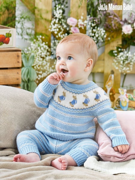 JoJo Maman Bébé Blue Baby Peter Rabbit Fair Isle Pattern Knit Set (T51049) | € 51