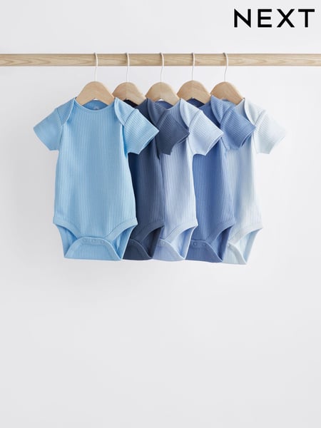 Blue Baby Short Sleeve Bodysuits 5 Pack (T52240) | € 20 - € 23