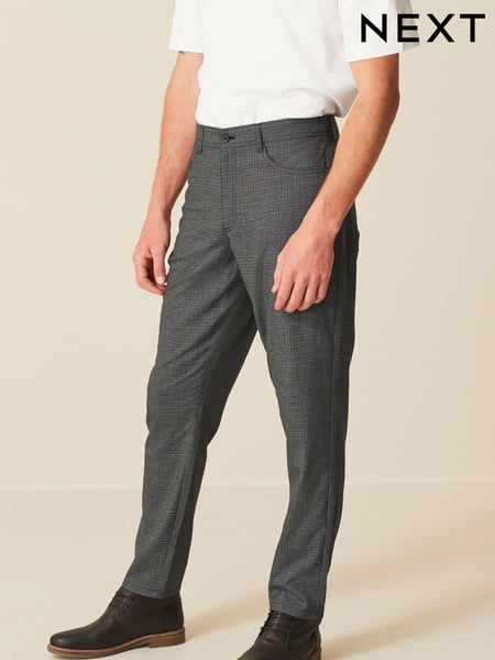 Charcoal Grey Slim Smart Textured 5-Pocket Trousers (T52942) | € 10