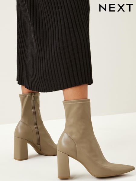 Mink Brown Forever Comfort® Point Toe Sock Ankle Boots (T54046) | € 14