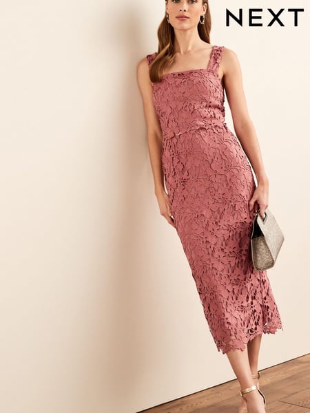 Blush Pink Lace Co-Ord Midi Skirt (T55317) | € 36 - € 43