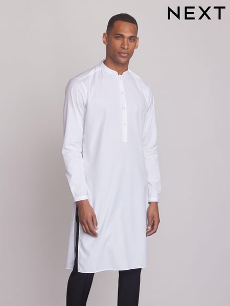 White Regular Fit 100% Cotton Round Neck Kurta (T56529) | € 33