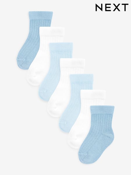 White/Blue 7 Pack Baby Socks (0mths-2yrs) (T57477) | € 11