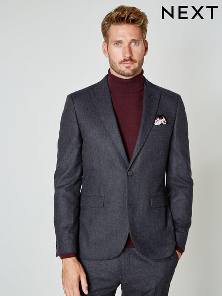 Navy Wool Donegal Suit Jacket (T59164) | € 32