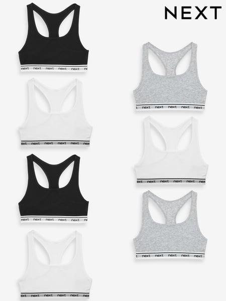 Black/White/Grey 7 Pack Racer Back Crop Tops (5-16yrs) (T61895) | € 5 - € 7
