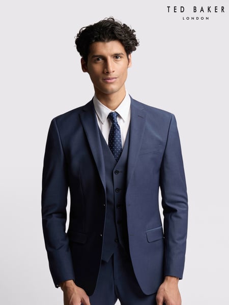 Ted Baker Tailoring Premium Blue Panama Slim Suit Jacket (T62397) | € 342