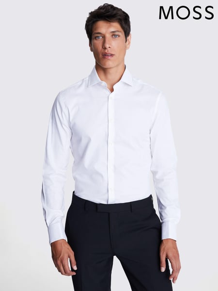 MOSS Gloss White Slim Dobby Stretch Shirt (T64274) | € 62