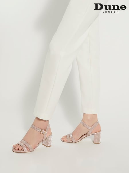 Dune London Gold Chrome Standard Fit Merisa Block Heel Sandals (T71891) | € 133