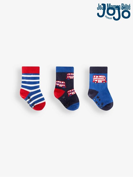 Jojo Maman Bébé Navy 3-Pack London Bus Socks (T75683) | € 14