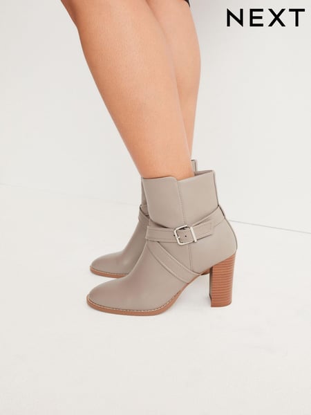 Grey Forever Comfort® Buckle Detail Heeled Ankle Boots (T77175) | € 41
