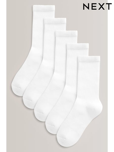 White 5 Pack Cotton Rich Cushioned Footbed Ribbed Socks (T77750) | € 12 - € 15