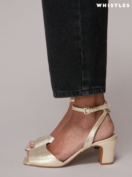 Whistles Gold Block Heel Emerson Sandals (T79391) | € 248