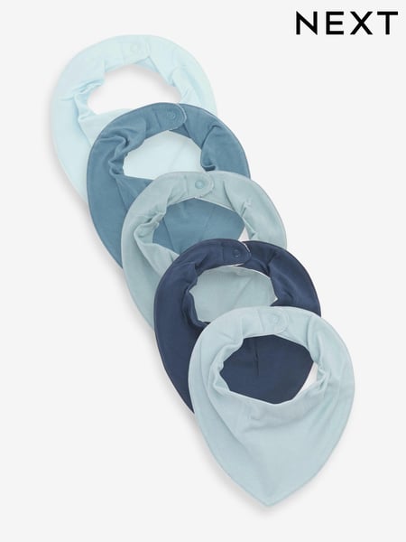 Blue 5 Pack Dribble Baby 100% Cotton Bibs (T79542) | € 14