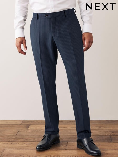 Navy Blue Trimmed Striped Suit: Trousers (T81062) | € 26